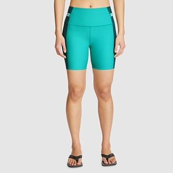 NWT Eddie Bauer Women's Turquoise Green Shoreline Active Shorts Size Small - Picture 1 of 6